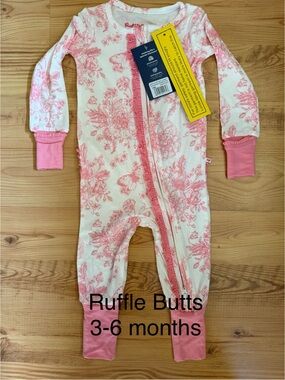 Ruffle Butts Pink Floral Convertible One-Piece Pajamas